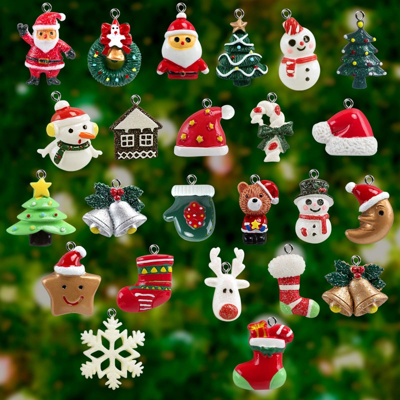 Naler 24PCS Mini Christmas Ornaments, Resin Design with Santa Claus, Snowman, Reindeer and More for Christmas Decoration - Image 4